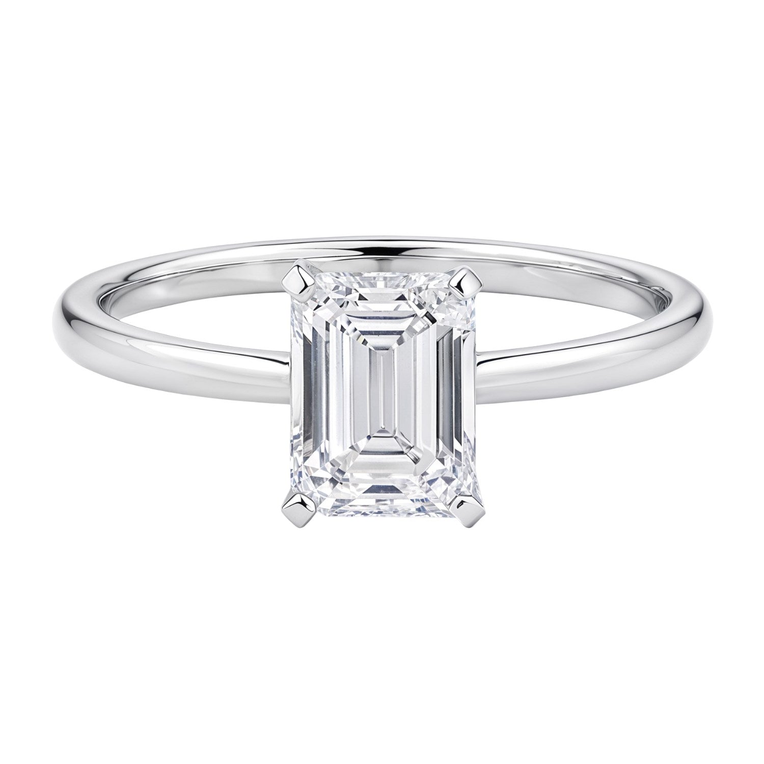 1 1/2 Carat Emerald Lab Grown IGI G/VS1 Diamond Solitaire Ring in 14K White Gold