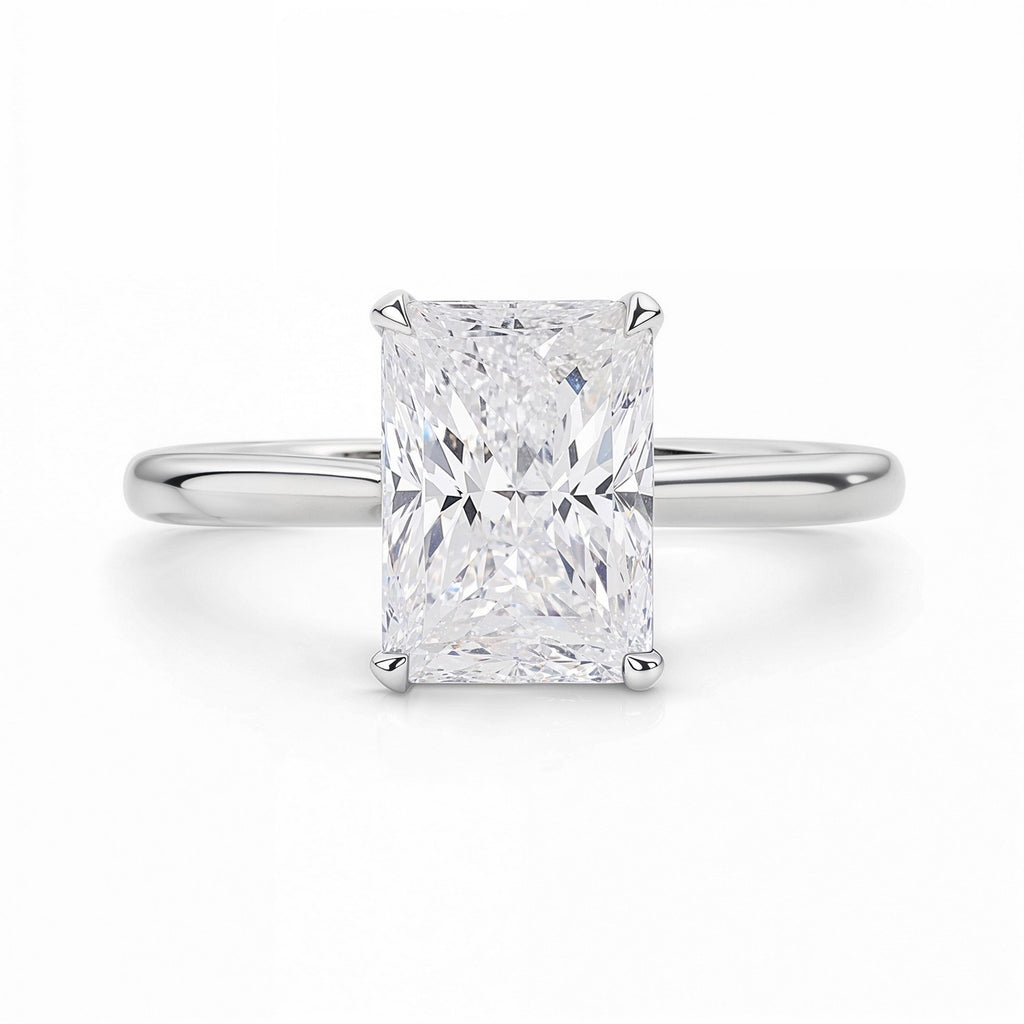 3 Carat Radiant Lab Grown IGI G/VS1 Diamond Solitaire Ring in 10K White Gold