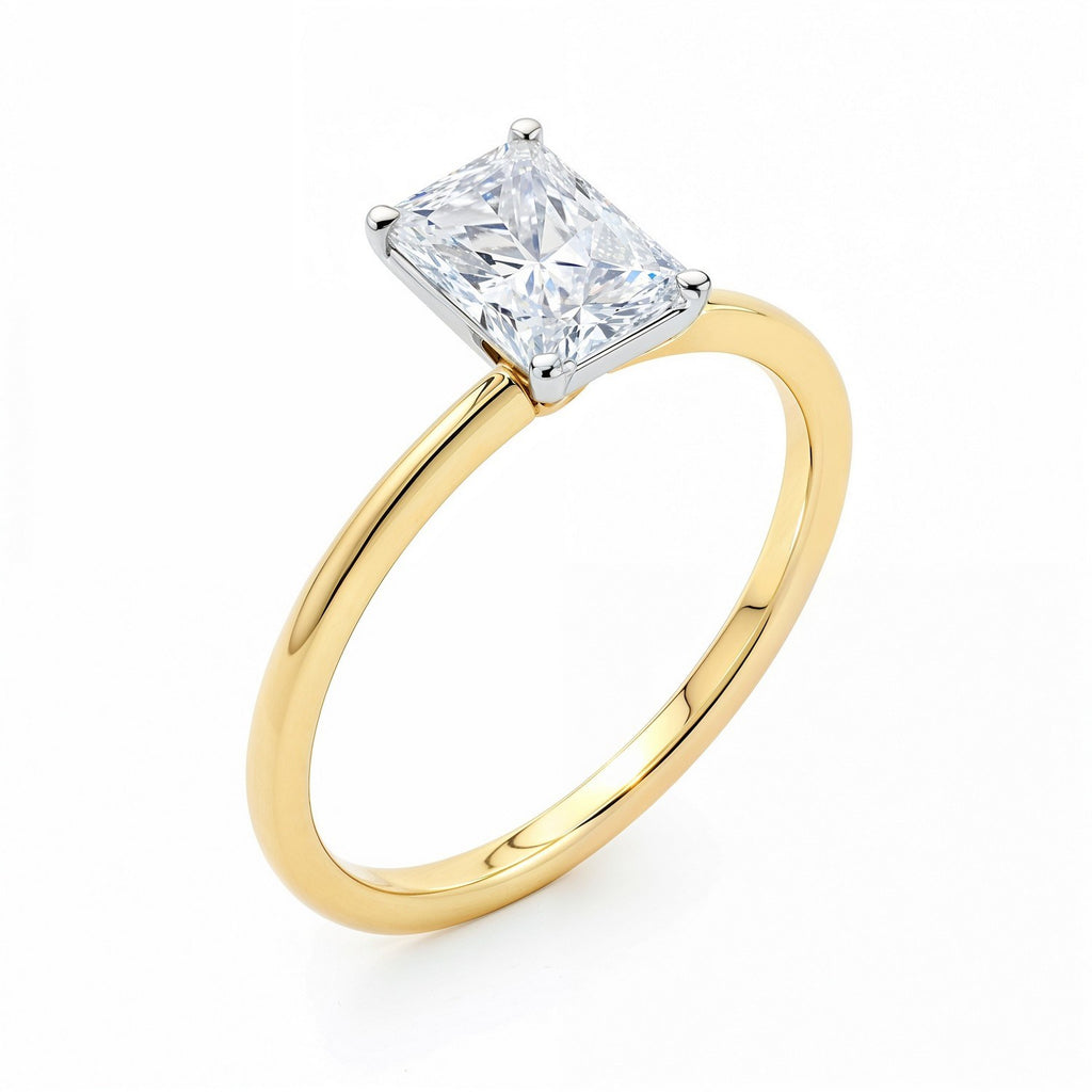 1.50Ct Radiant Lab Grown IGI G/VS1 Diamond Ring in 10K Yellow Gold