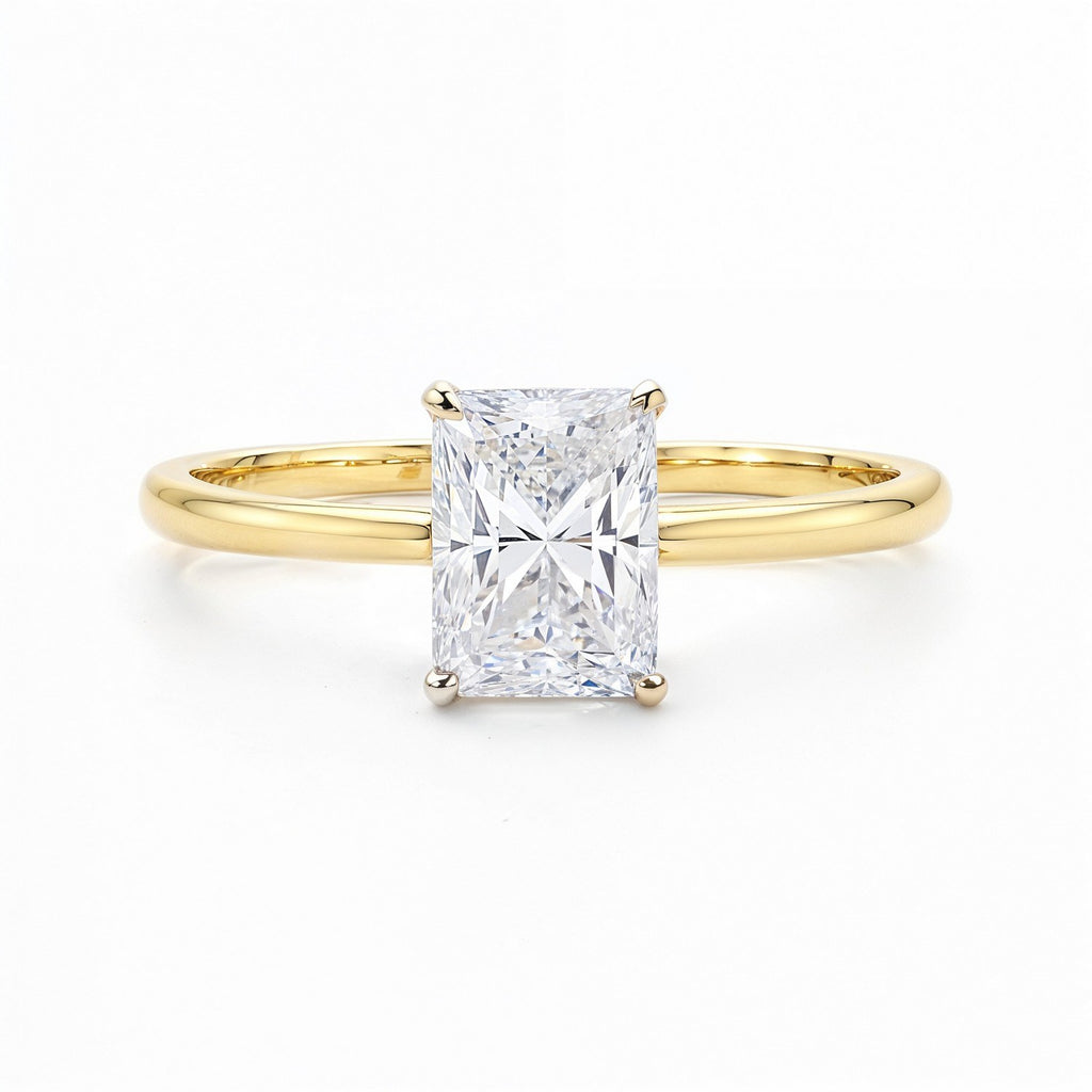 1.50Ct Radiant Lab Grown IGI G/VS1 Diamond Ring in 10K Yellow Gold