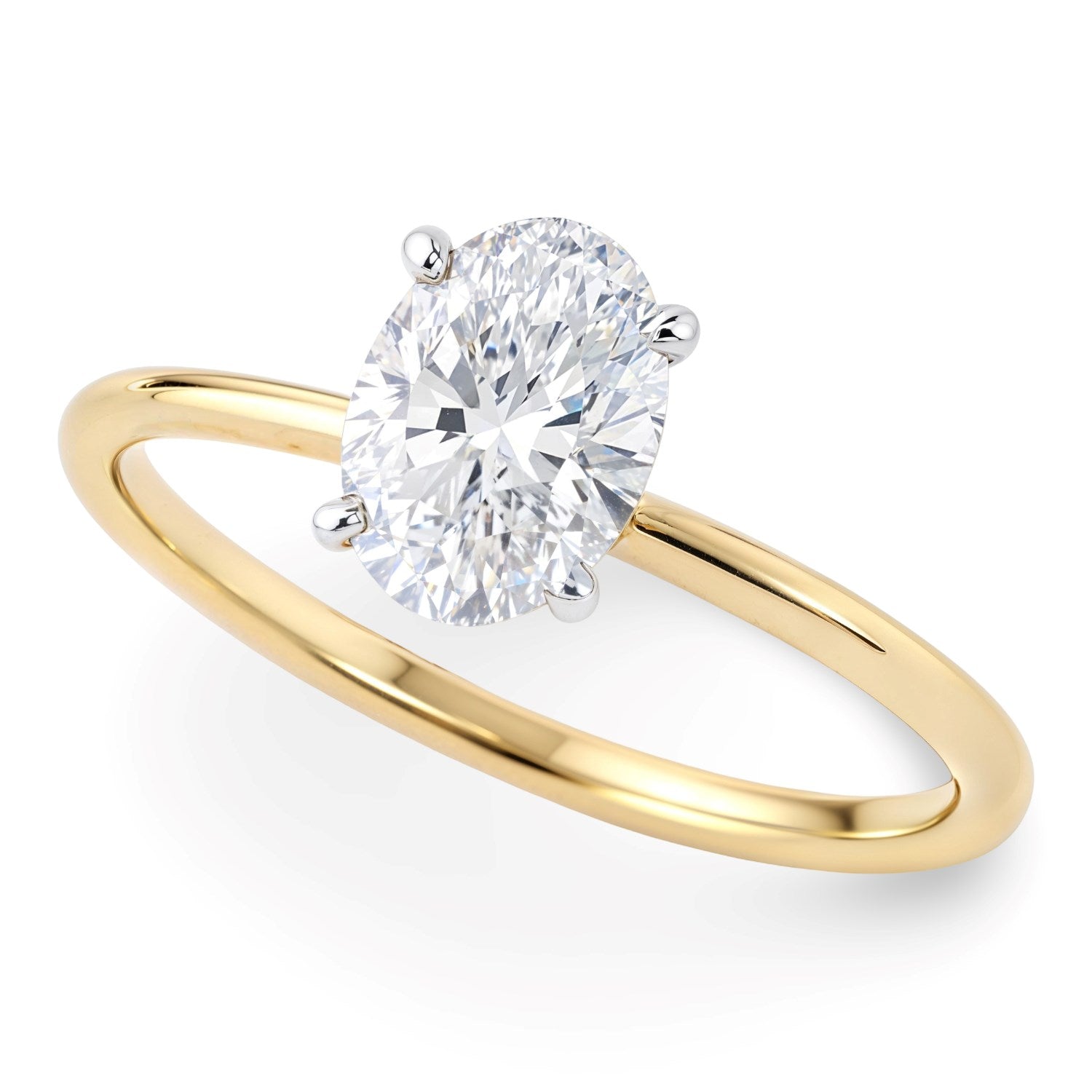 1 Carat Oval Lab Grown IGI G/VS1 Diamond Solitaire Ring in 10K Yellow Gold