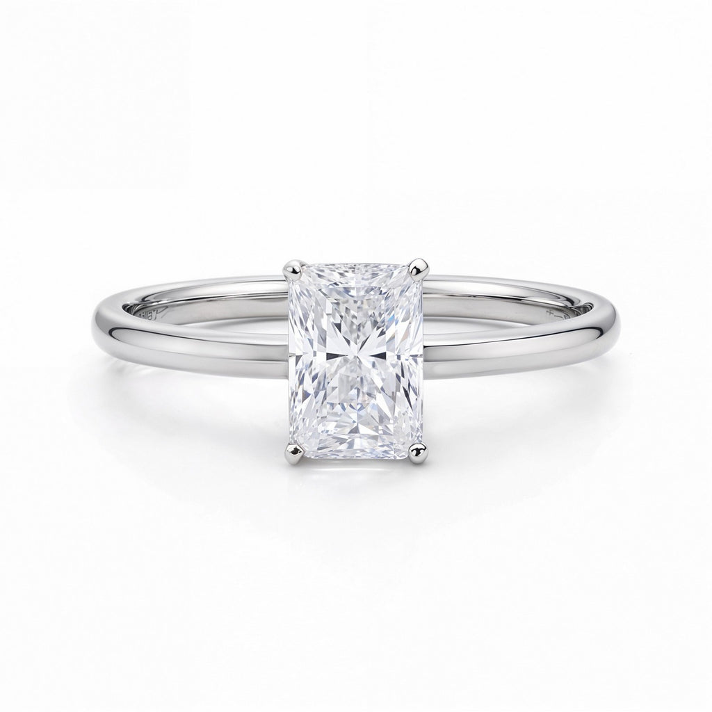 1 Carat Radiant Lab Grown IGI G/VS1 Diamond Solitaire Ring in 14K White Gold
