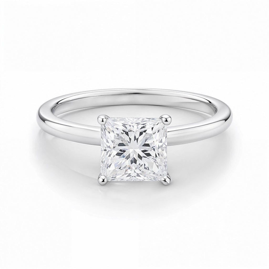 1 Carat Princess Lab Grown IGI G/VS1 Diamond Solitaire Ring in 10K White Gold
