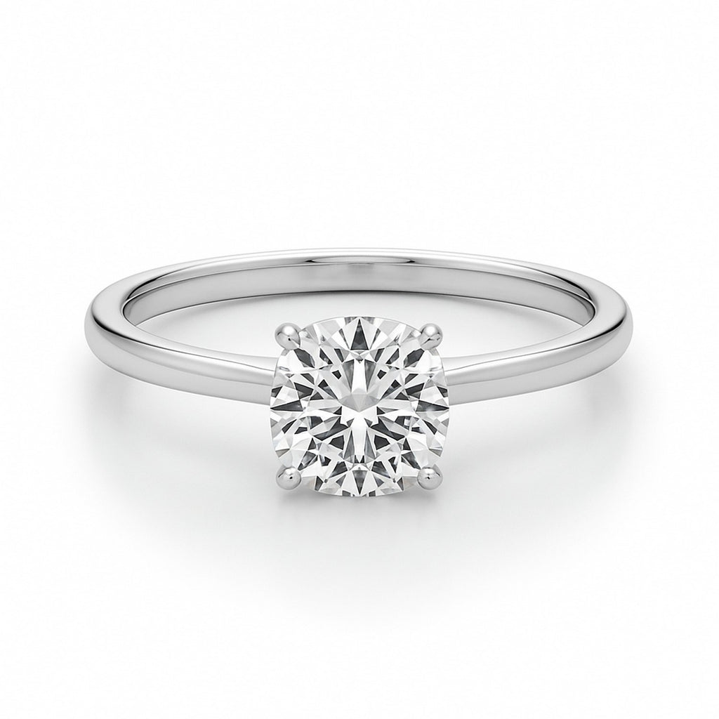 1 Carat Cushion Lab Grown IGI G/VS1 Diamond Solitaire Ring in 14K White Gold