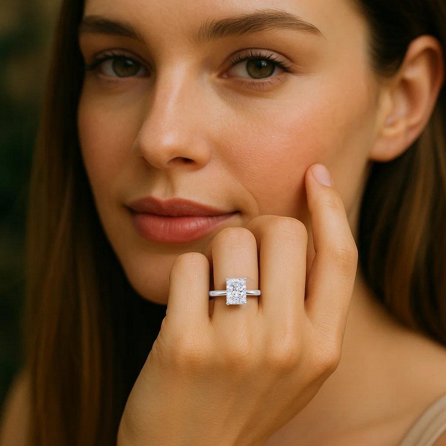 3 Carat Radiant Lab Grown IGI G/VS1 Diamond Solitaire Ring in 14K White Gold