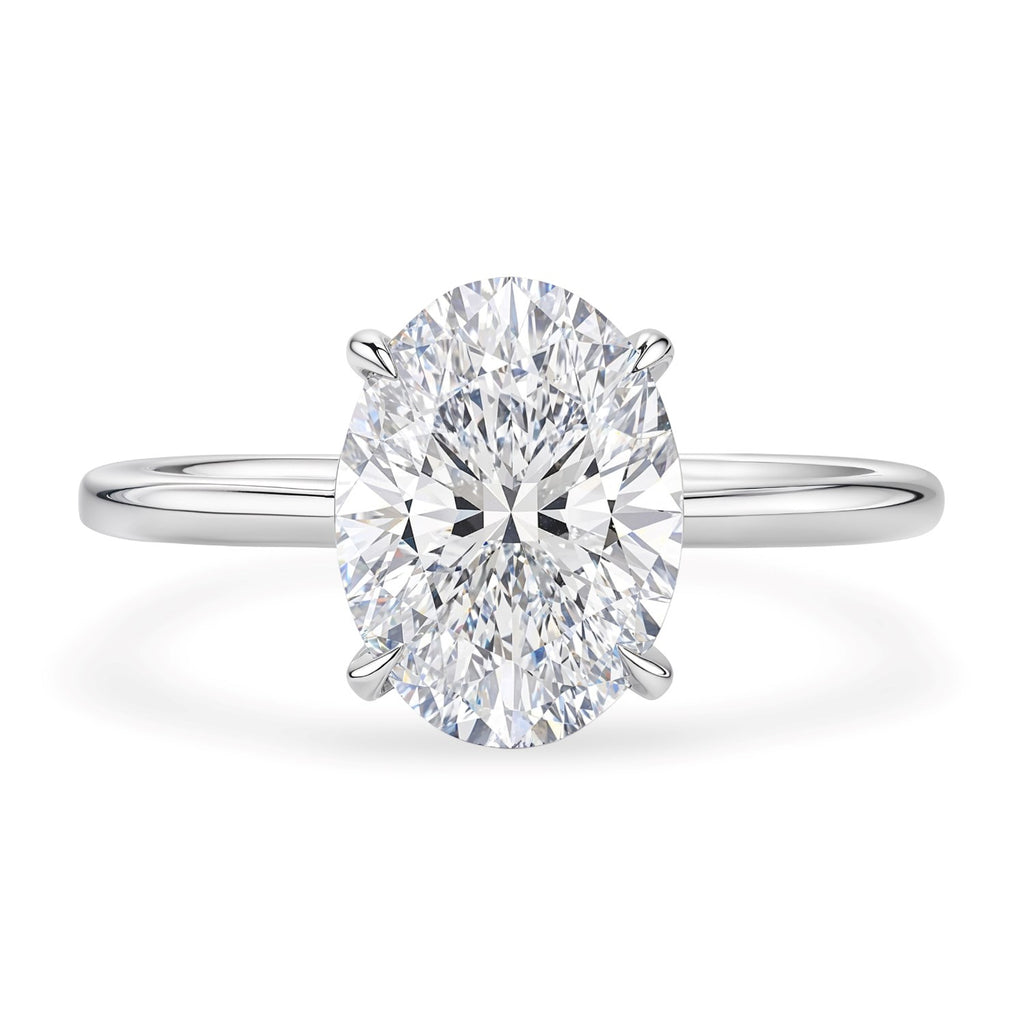2 Carat Oval Lab Grown IGI G/VS1 Diamond Solitaire Ring in 14K White Gold