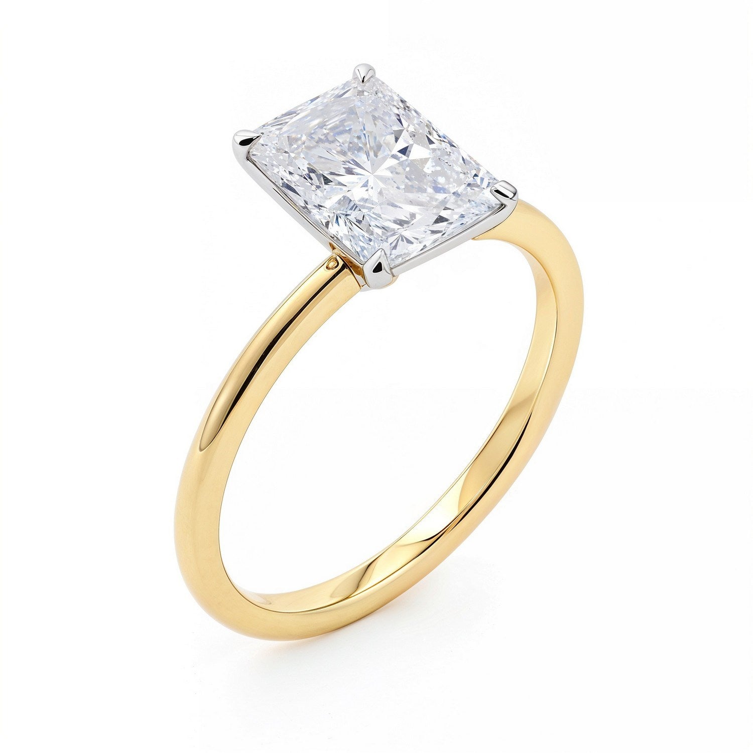 2 Carat Radiant Lab Grown IGI G/VS1 Diamond Solitaire Ring in 14K Yellow Gold