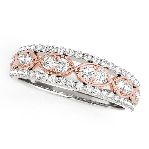 14k White And Rose Gold Double Diamond Infinity Design Band (3/8 cttw)