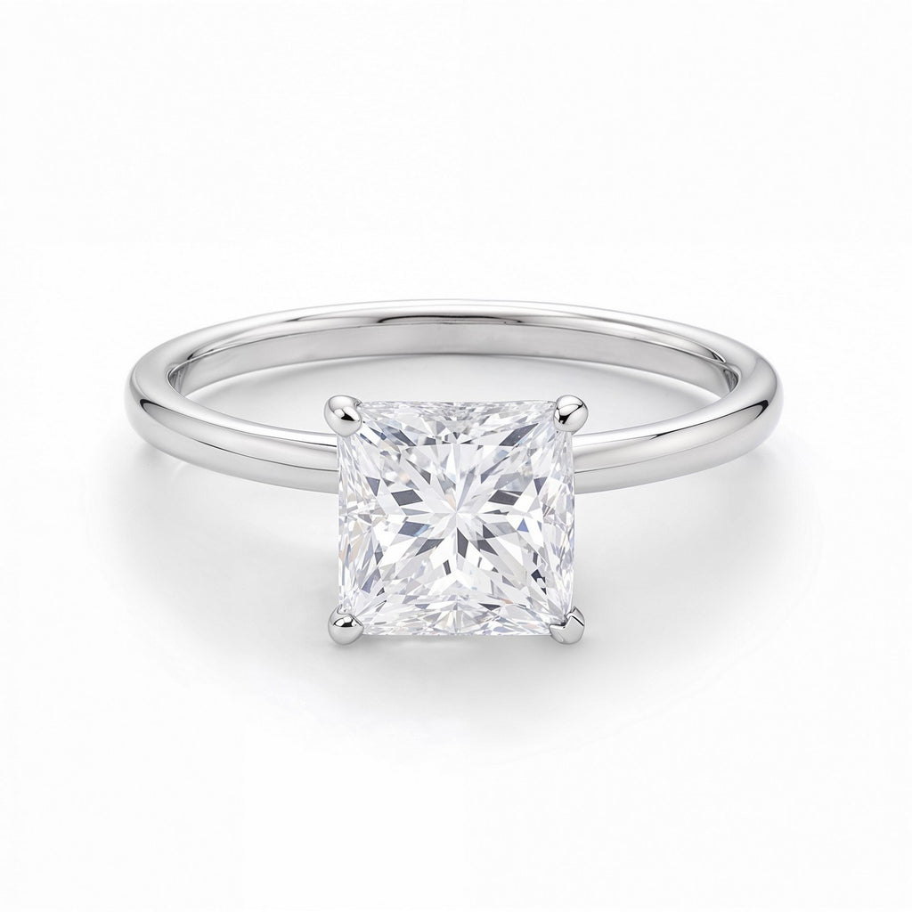 1.50Ct Princess Lab Grown IGI G/VS1 Diamond Ring in 14K White Gold