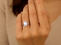 3 Carat Oval Lab Grown IGI G/VS1 Diamond Solitaire Ring in 14K White Gold